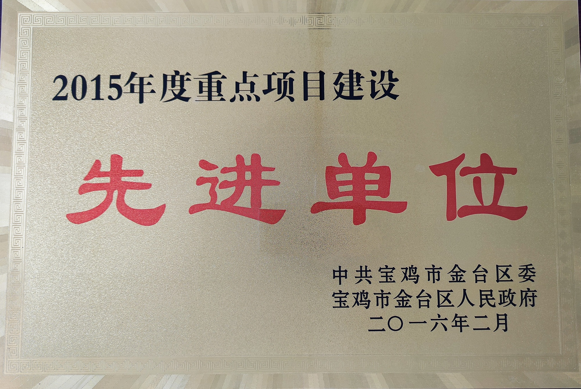 重點項目建設(shè)先進(jìn)單位